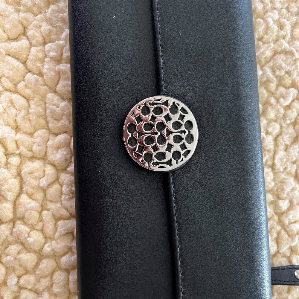 Coach Black leather slim envelope wallet - used
